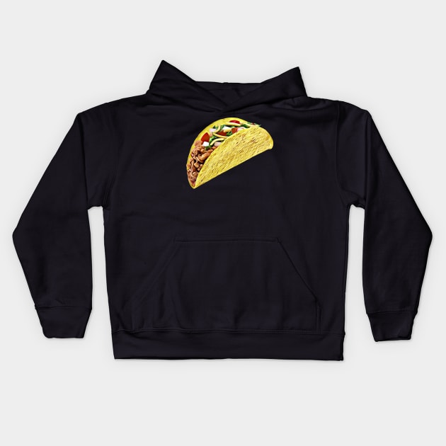 Taco Tuesday Toon Style Tiled Taco Emoji Pattern Kids Hoodie by BubbleMench